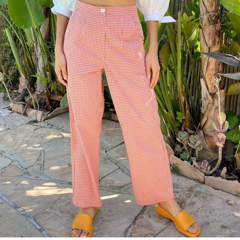 Lisa Says Gah Red Gingham Pants